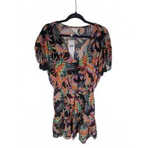 NWT La Blanca Women's Short Sleeve Mini Dress Swimsuit Cover Up S201-0034 Size M